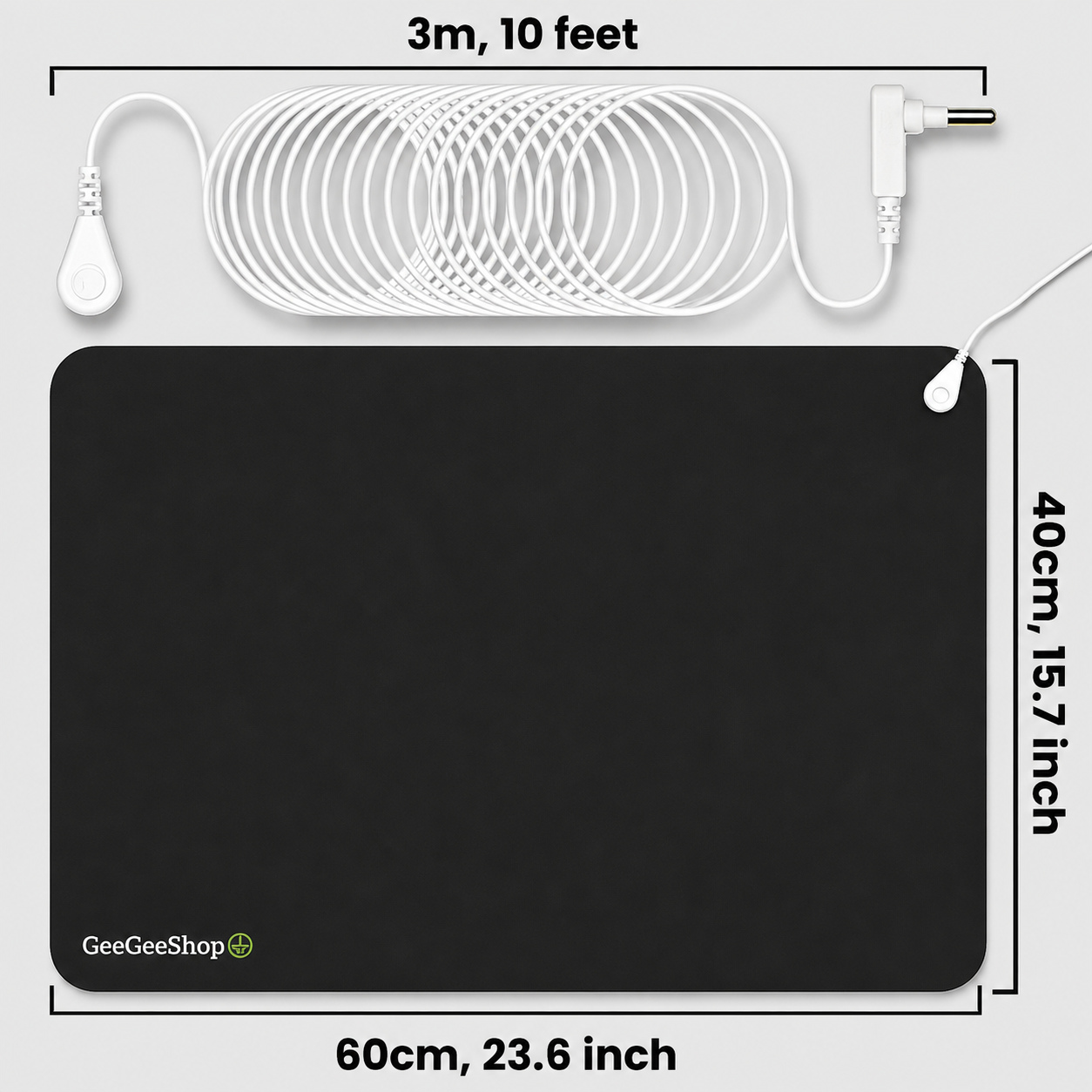GeeGeeShop mat dimensions: 60 x 40 cm mat with 3 m cable